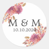 Herbsttraum | Hochzeitsklassische Monogramm Runder Aufkleber (Vorderseite)