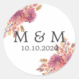 Herbsttraum | Hochzeitsklassische Monogramm Runder Aufkleber