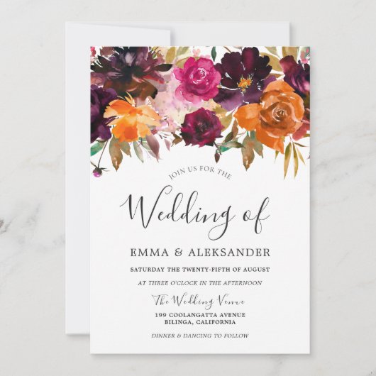 Herbsttraum: Rustikale Herbsthochzeit Blume Einladung (Vorderseite)