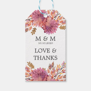 Herbsttraum Wedding Monogram Vielen Dank Geschenkanhänger