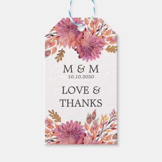 Herbsttraum | Wedding Monogram Vielen Dank Geschenkanhänger (Vorderseite)