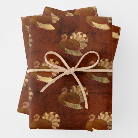 Herbsttruthühner in Burnt Orange Geschenkpapier Set (Beispiel)