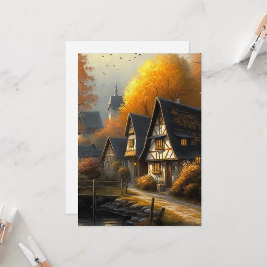 Herbsttudor-Zuhause Waterside Path Karte (Vorderseite/Rückseite Beispiel)