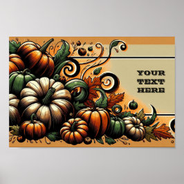 Herbstüberfluss - Anpassbarer Pumpkinpflaster Poster