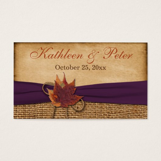 Herbstüberholt IMITATE Burlap-Gastgeschenk Hochzei (Vorderseite)