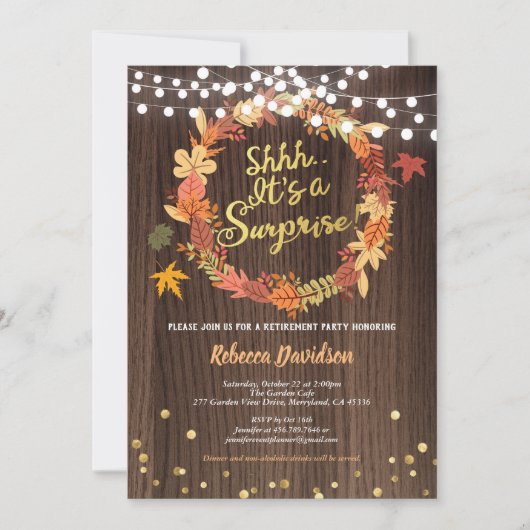 Herbstüberraschung Pensionierung Party Erntedank r Einladung (Vorderseite)