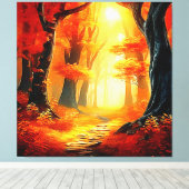 Herbstummel: Feuriger Waldweg Leinwanddruck (Insitu (Holzboden))