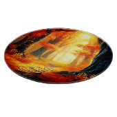 Herbstummel: Feuriger Waldweg Schneidebrett (Ecke)