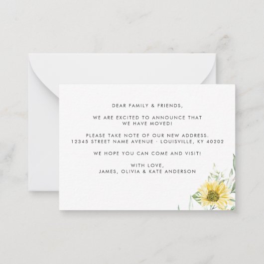 Herbstuntergang Sonnenblume, die wir bewegen Mitteilungskarte (Rückseite)