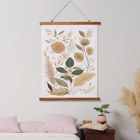 Herbstuntergänge und Blume Wandteppich Mit Holzrahmen (Schlafzimmer)