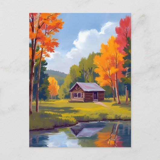 Herbstunterkunft Lakeside Hütte Postkarte (Vorderseite)