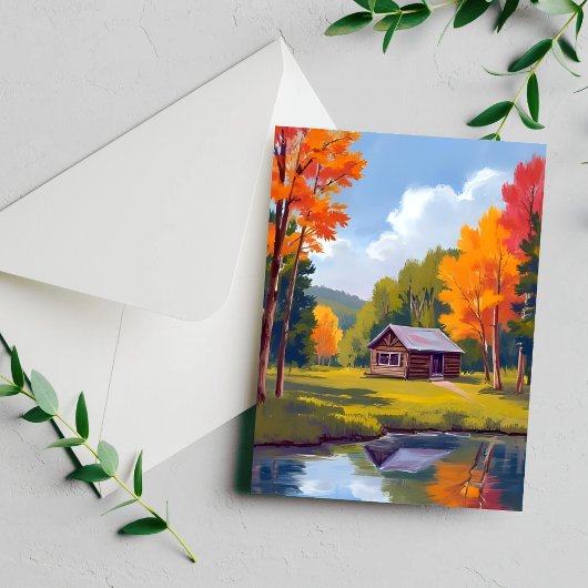 Herbstunterkunft Lakeside Hütte Postkarte