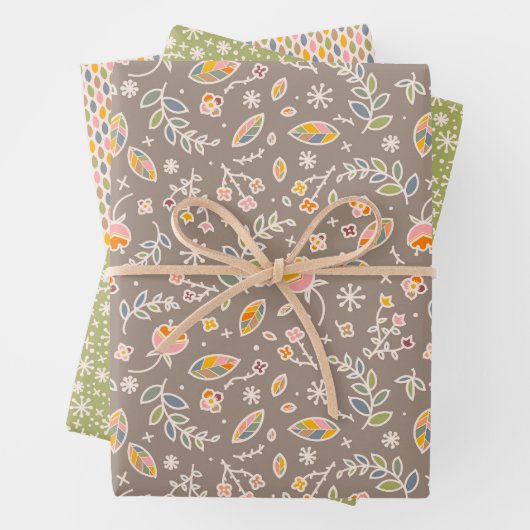 Herbstunterschiede in Rosa und Grün Geschenkpapier Set (Beispiel)