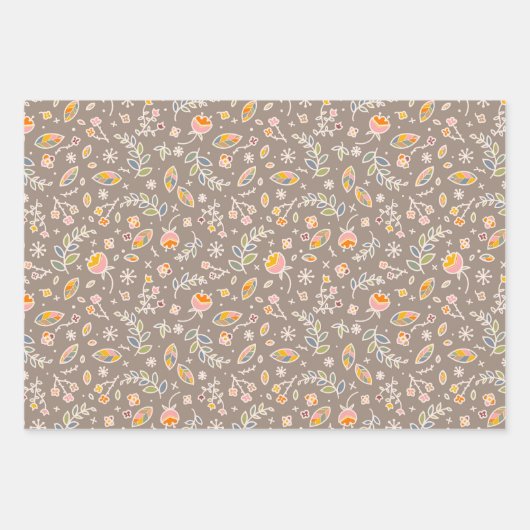 Herbstunterschiede in Rosa und Grün Geschenkpapier Set (Vorderseite)