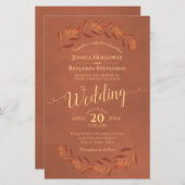 Herbsturlaub Terracotta BUDGET Einladung zur Hochz (Vorne/Hinten)