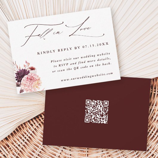 Herbstverfall des QR-Codes für Hochzeiten in der L RSVP Karte