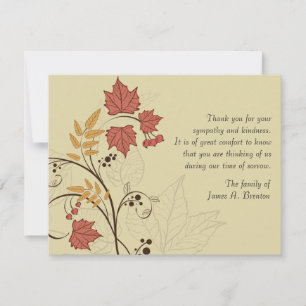 Herbstverlassen Bereavement Danke Notecard Mitteilungskarte