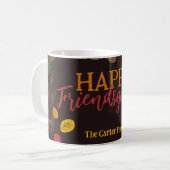 Herbstverlässt Acorns Berries Happy Friendsgiving Kaffeetasse (Vorderseite Links)