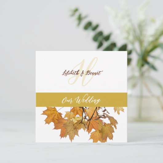 Herbstverlässt Einladung zur Hochzeit (Stehend Vorderseite)