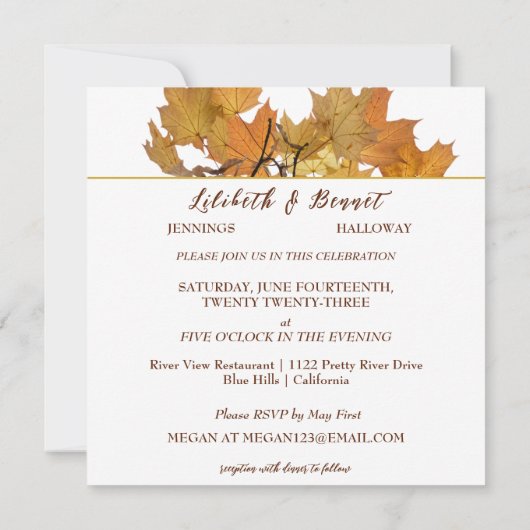 Herbstverlässt Einladung zur Hochzeit (Rückseite)