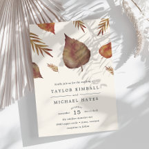 Herbstverlässt Einladung zur Hochzeit