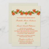 Herbstverlässt Grenzhochzeit einladen, orange/grün Einladung (Vorne/Hinten)