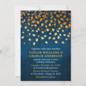 Herbstverlässt Grunge Gold und Blue Wedding Einladung (Vorderseite)