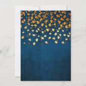 Herbstverlässt Grunge Gold und Blue Wedding Einladung (Rückseite)
