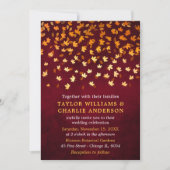 Herbstverlässt Grunge Gold und Red Wedding Einladung (Vorderseite)