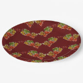 Herbstverlässt Muster-Burgunder-Teller Pappteller (Schrägansicht)