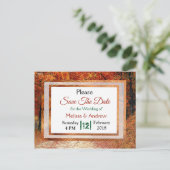 Herbstverläufe Hochzeit speichern das Datum Ankündigungspostkarte (Stehend Vorderseite)