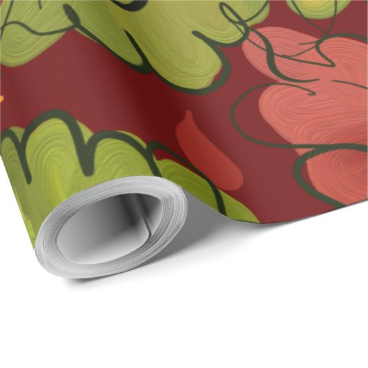 Herbstverläufe im dunkelroten Hintergrund Geschenkpapier (Rolleneckpunkt)