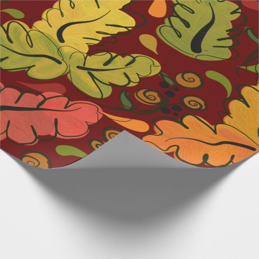 Herbstverläufe im dunkelroten Hintergrund Geschenkpapier (Ecke)