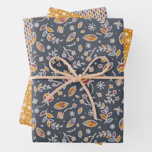 Herbstverläufe in Blau und Ochre Geschenkpapier Set (Beispiel)