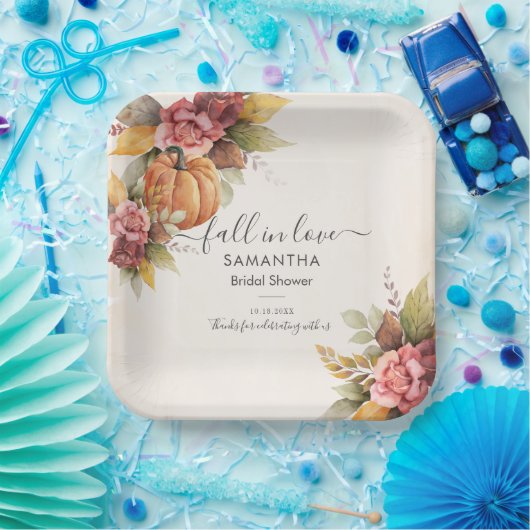 Herbstverluste Rückgang der Liebe Pumpkin-Brautpar Pappteller (Party)