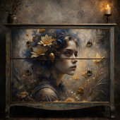 Herbstverzauberung Blumengoldblauer Dekoupage Seidenpapier