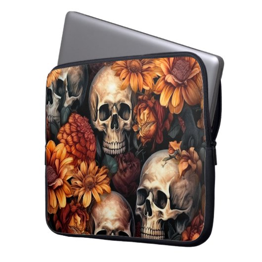 Herbstvibes 3D Skulls Laptopschutzhülle (Vorderseite Links)