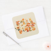 Herbstvibes Aquarellblätter Herbstblätter Wildblum Quadratischer Aufkleber (Umschlag)