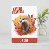 Herbstvibes Badger Geburtstagkarte Feiertagskarte (Stehend Vorderseite)