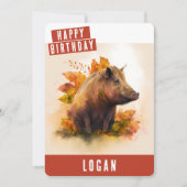 Herbstvibes Boar Geburtstagskarte Feiertagskarte (Vorderseite)