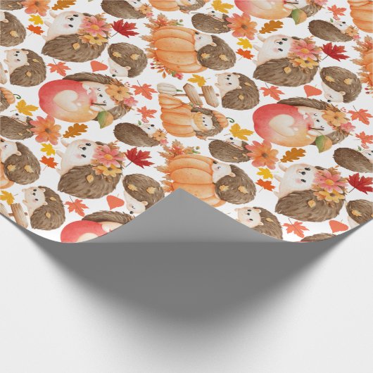 Herbstvibes Muster Porcupine Geschenkpapier (Ecke)