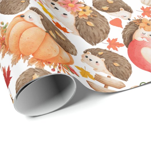 Herbstvibes Muster Porcupine Geschenkpapier (Rolleneckpunkt)