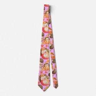 Herbstvibes Muster Porcupine Pink BG Krawatte