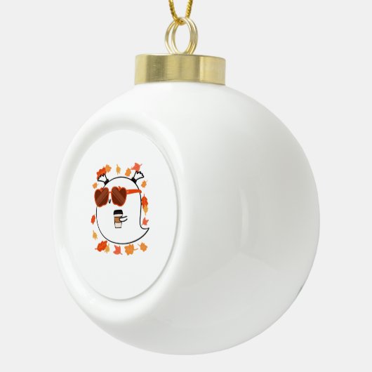 Herbstvibes Niedlich Ghost Classic T - Shirt Keramik Kugel-Ornament (Rechts)