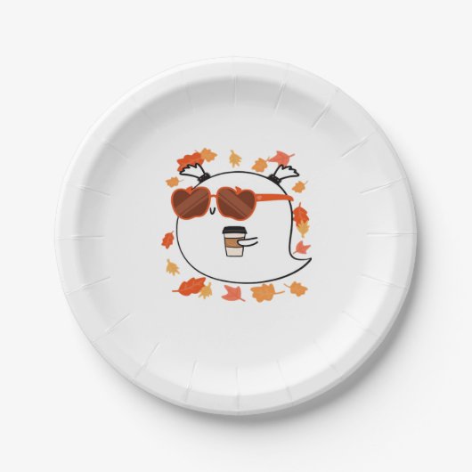 Herbstvibes Niedlich Ghost Classic T - Shirt Pappteller (Vorderseite)