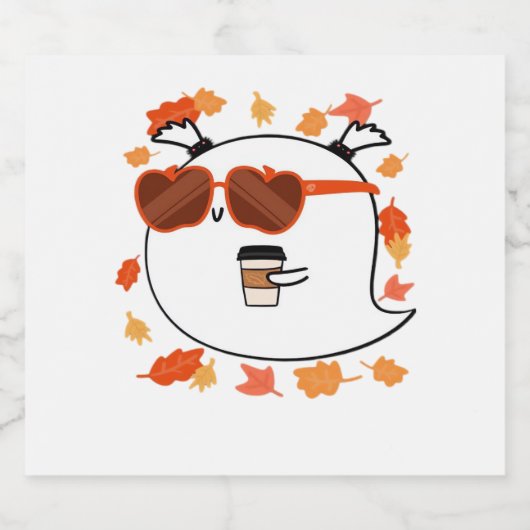 Herbstvibes Niedlich Ghost Classic T - Shirt Schaumweinetikett (Einzelnes Label)