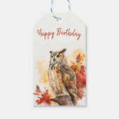 Herbstvibes Owl - Geburtstag Geschenkanhänger (Vorderseite)