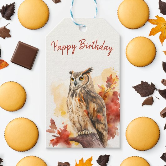 Herbstvibes Owl - Geburtstag Geschenkanhänger