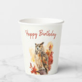 Herbstvibes Owl - Geburtstag Pappbecher (Rückseite)