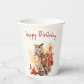 Herbstvibes Owl - Geburtstag Pappbecher (Vorderseite)